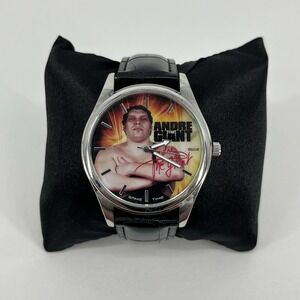 WWE Andre The Giant Watch Men's Size Black Leather Band Game Time New